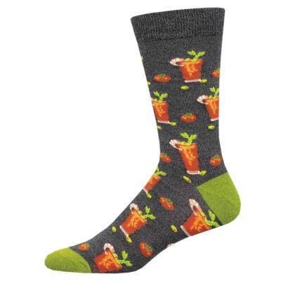 Socksmith Men's Bamboo Blend Crew Socks Bloody Mary Good Drink Grey Footwear