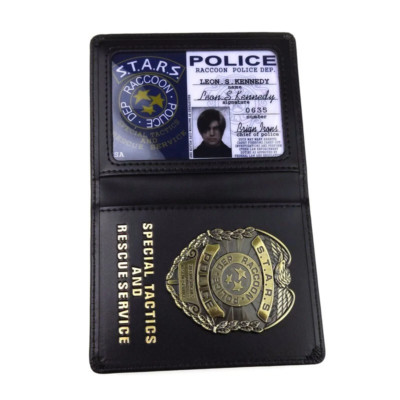 Resident Evil Stars Leon Police Metal Badge With ID Wallet Holder Case
