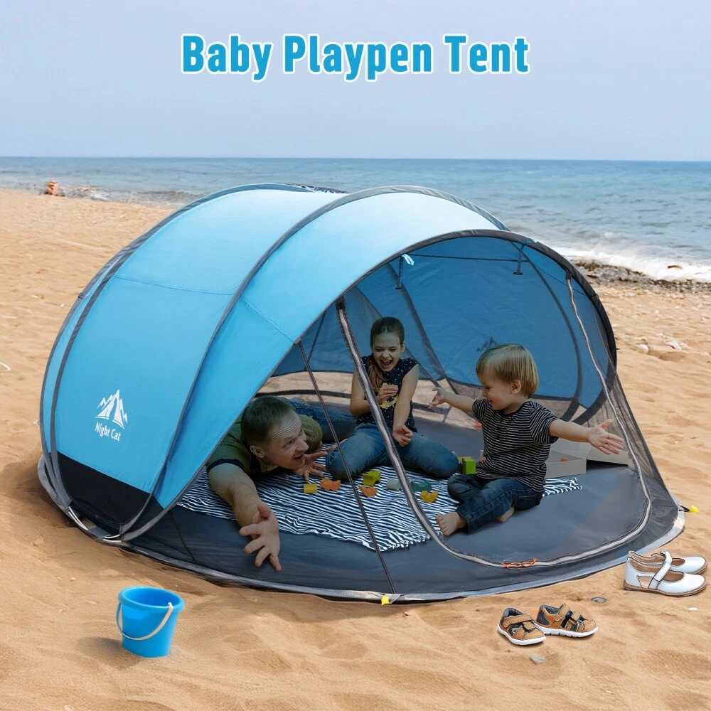 Large Pop Up Beach Tent Blue Sun Shade Canopy Shelter for 4 with UV Protection
Opens in a new window