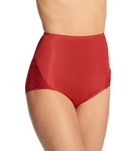 3 Shadowline Nylon Full cut Briefs side lace Style 17082 Size 9 Red Black Ivory - Picture 1 of 4