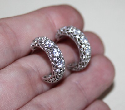 Glam TACORI Sterling 925 Silber CZ Creolen verzierte Laubsägearbeit