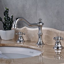 Polished Chrome Widespread Bathroom Basin Sink Faucet 3 Hole Tub Sink Mixer Tap