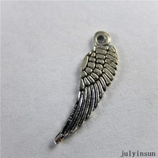 100PCS Silver Plated Angel Wings Charms Feather Pendant Jewelry Making Crafts
