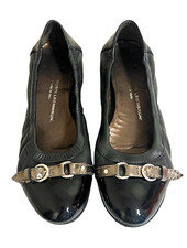 AGL Attilio Giusti Leombruni Ballet Flats Size 38 US 8 Black Leather Cap Toe