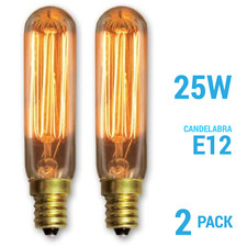 2 Pack Vintage Filament Tube Bulb T6 E12 25W 120V Amber 2200K