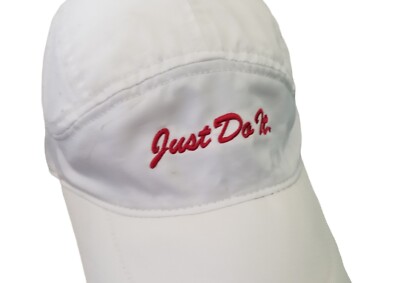 Vtg Nike Just Do It Dri-Fit Tailwind 7 Panel Womens Golf Hat Cap White