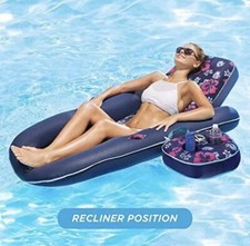 AQUA Campania Ultimate 2 in 1 Recliner  Tanner Pool Lounge Navy SHIPS NOW 
