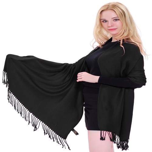 CJ Apparel Black Solid Color Shawl Seconds Scarf Wrap Stole Throw Pashmina *NEW* - Picture 2 of 12
