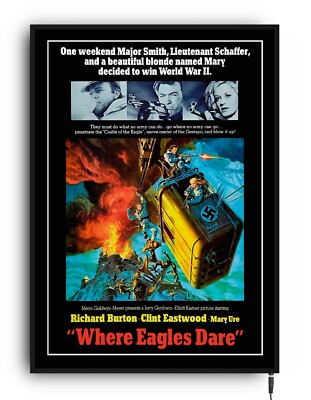 WHERE EAGLES DARE Light up movie poster led sign home cinema film theatre room