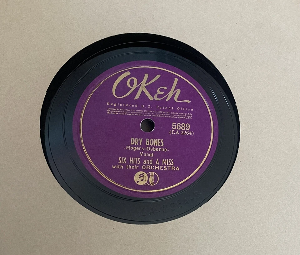 Six Hits And A Miss Never Took A Lesson In My Life / Dry Bones Okeh 5689 VG/VG+ - Image 2 of 2