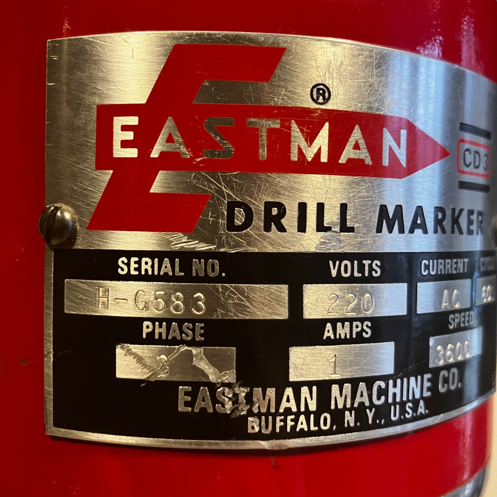 Eastman CD3H 8" Hot Cloth Drill Marker 220v 3 phase 50ft cord