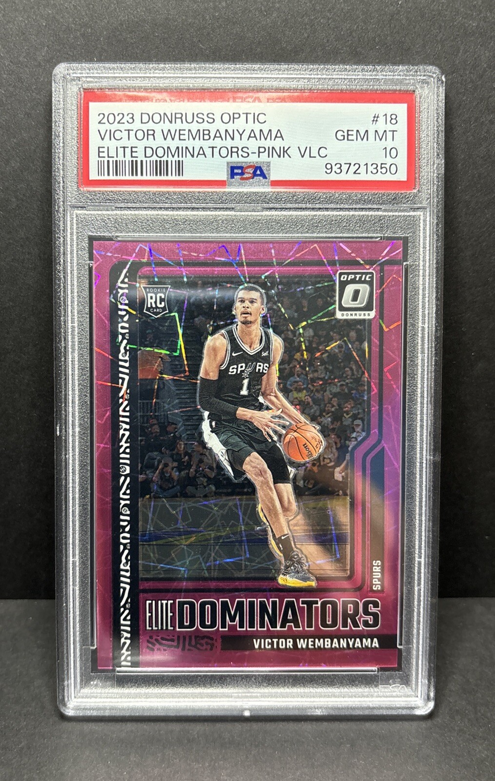 2023 DONRUSS OPTIC #18 VICTOR WEMBANYAMA ELITE DOMINATORS PINK VLC 69/79 PSA 10