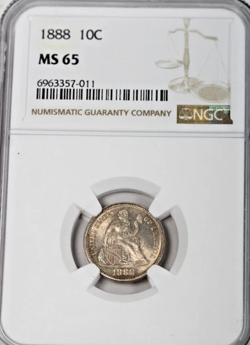 1888 Seated Dime : NGC MS65
