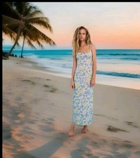 Zara Size M (10-12) Tulle Mesh Printed Multi Midi Dress With Bow & Straps New