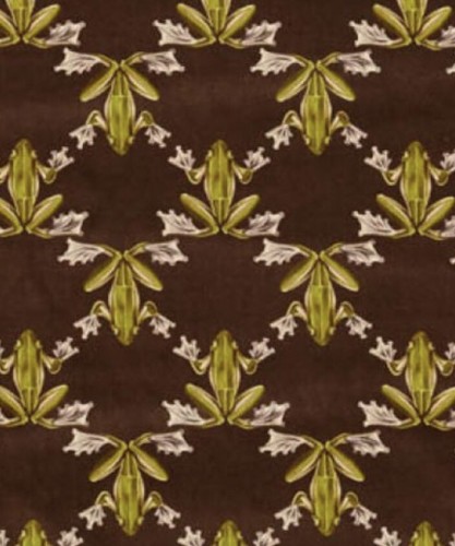 HARLEQUIN CURTAIN/UPH FABRIC 'WOOD FROG VELVET' 3.7 METRES Chocolate/Pistachio - Picture 2 of 7