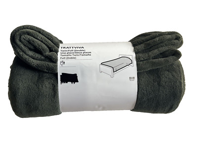 Ikea TRATTVIVA Bedspread dark gray-green Twin/Full 98 x 70'' New