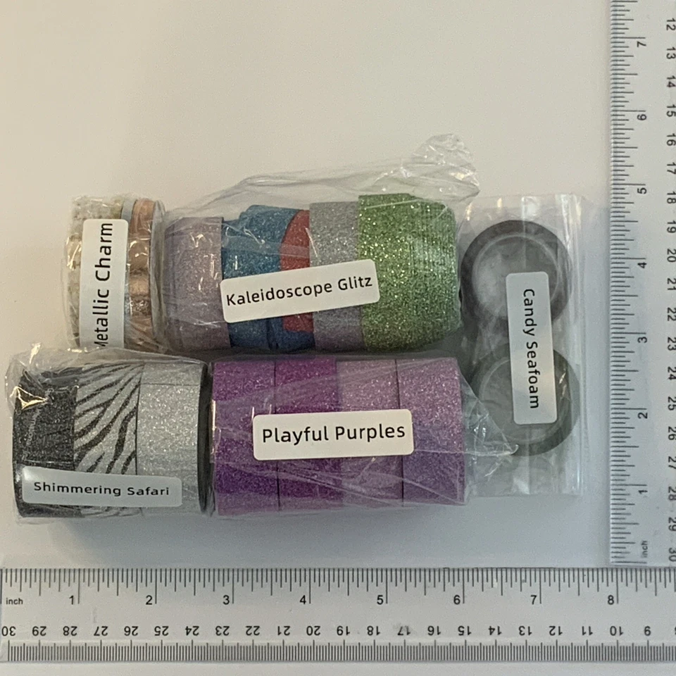 LOTE de 18 rollos Washi Tape brillo púrpura cebra plata oro azul rosa cobre rojo Foto 3 de 4