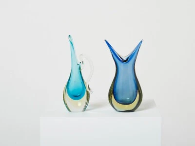 Set de deux petits vases Sommerso verre de Murano 1970 - Photo 1/4