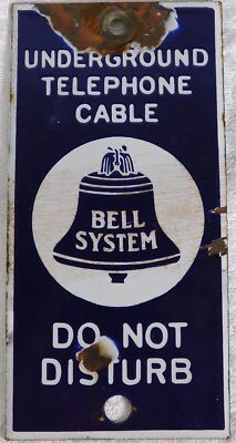 Original Antique Bell System Telephone Underground Cable Porcelain Sign ...