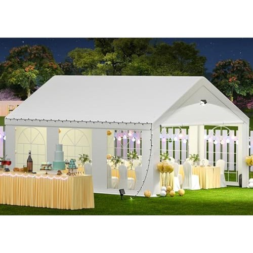 White 10x20FT Heavy Duty Canopy Tent w/Removable Sidewalls - Picture 2 of 9