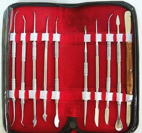 Stainless Steel Dental Lab Instrument Wax Carving Tool Kit Wax Carver,10  Pcs