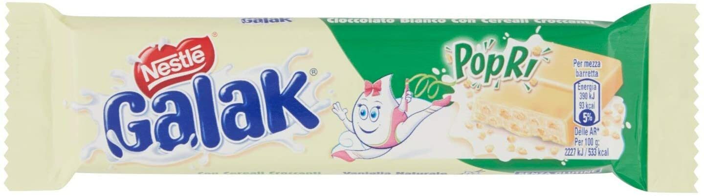Nestlé Galak Popri Barretta Cioccolato Bianco con Cereali -18 Pezzi da 35 g