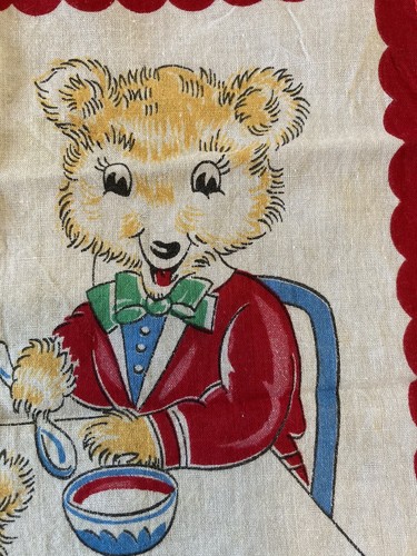 Vtg Children’s Hankie Goldielocks THE THREE BEARS Fairytale Bright Color CUTE - Picture 6 of 8