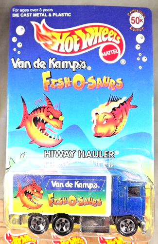 1996 Hot Wheels Van De Camps Fish-O-Saurs HIWAY HAULER Blue w/Chrome 5 Spokes