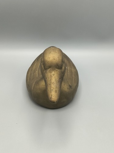 Vintage Brass Duck Solid Cast Satined Finish Aged Patina 10" Animal Decoy Decor - Picture 4 of 7