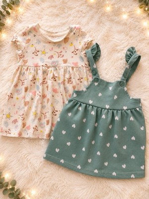 Baby Mädchen Sommer Kleider und Haarband Paket | 9-12 Monate
