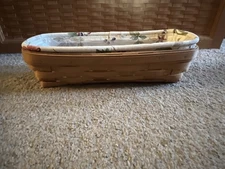Longaberger 2010 Cracker Basket Combo w/Botanical Fields Liner~EUC
