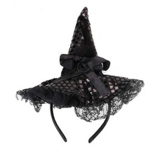 Black Witch Hat Headband Halloween Costume Accessory for Women Toddlers