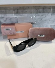 Miu Miu Mu11ws Glimpse Oval Women's Sunglasses Black Frame Free Shipping