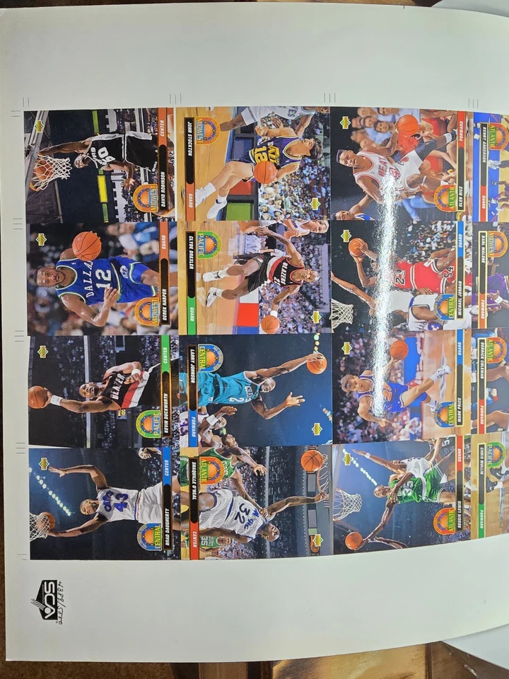 1992-93 UPPER DECK RARE UNCUT SHEET SCA #d /5000 SHAQUILLE O'NEAL MICHAEL JORDAN - Image 3 of 4