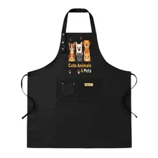 Cute Animals Design Adjustable Bib Apron - 2 Pack Kitchen Chef Apron