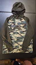 Nike Dri-Fit Camo Training Hoodie Pullover Sweatshirt Mens L Black Stains