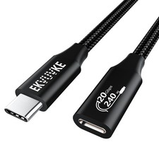 USB C Extension Cable 20Gbps/240W/4K 60Hz 6.6FT, 3.2 6.6 Feet, Black