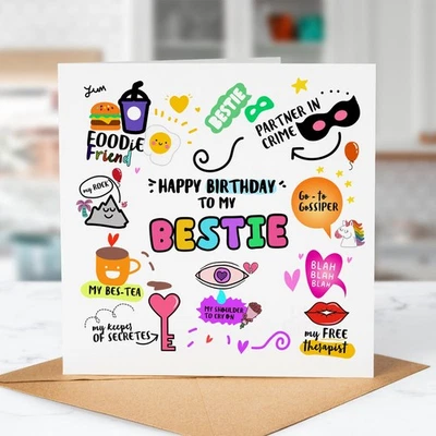 LITTLEGREETS Birthday Card for Bestie – Cute Card for Friend – Funny Best Friend Birthday