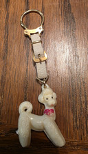 VINTAGE BREV MADE IN ITALY LEATHER PLASTIC POODLE KEYCHAIN