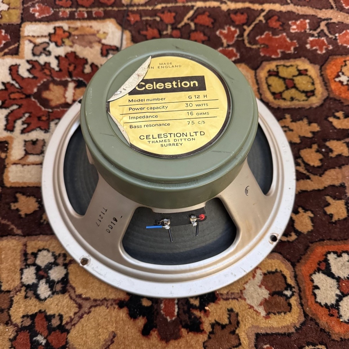 Vintage 1971 Celestion Greenback G12H 30w 16ohm 75hZ T1217 12