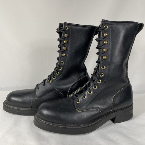 Botas Lineman Militares De Colección Deadstock Cuero Para Hombres 8 E Negro Suela Miragum