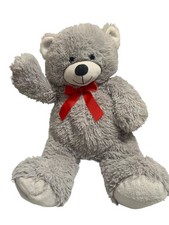 2ft Large Grey Teddy Bear With Bow Soft Stuffed Animal Plushie