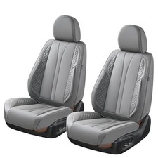 2-Seater Car Seat Covers Full Set Waterproof and Breathable Nappa Front Grey