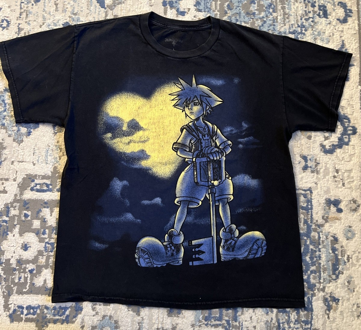 Vintage Kingdom Hearts Shirt Men L Black Disney Video Game Y2K 