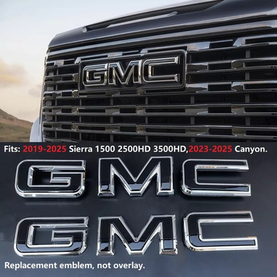 #ad 2x OEM Grille Tailgate Black GMC Emblem for Badge 2019 Sierra 1500 2500 Chrome $69.71