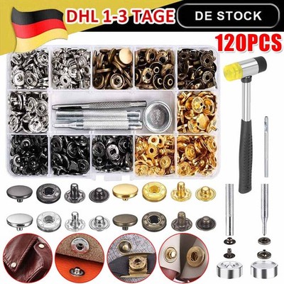 Druckknopf Set mit Fixierwerkzeug 120x Kupfer Druckknöpfe Bronze Kleidung Snaps