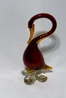Murano Red Hand Blown Glass Swan Vintage Cranberry Red And Gold Ombré