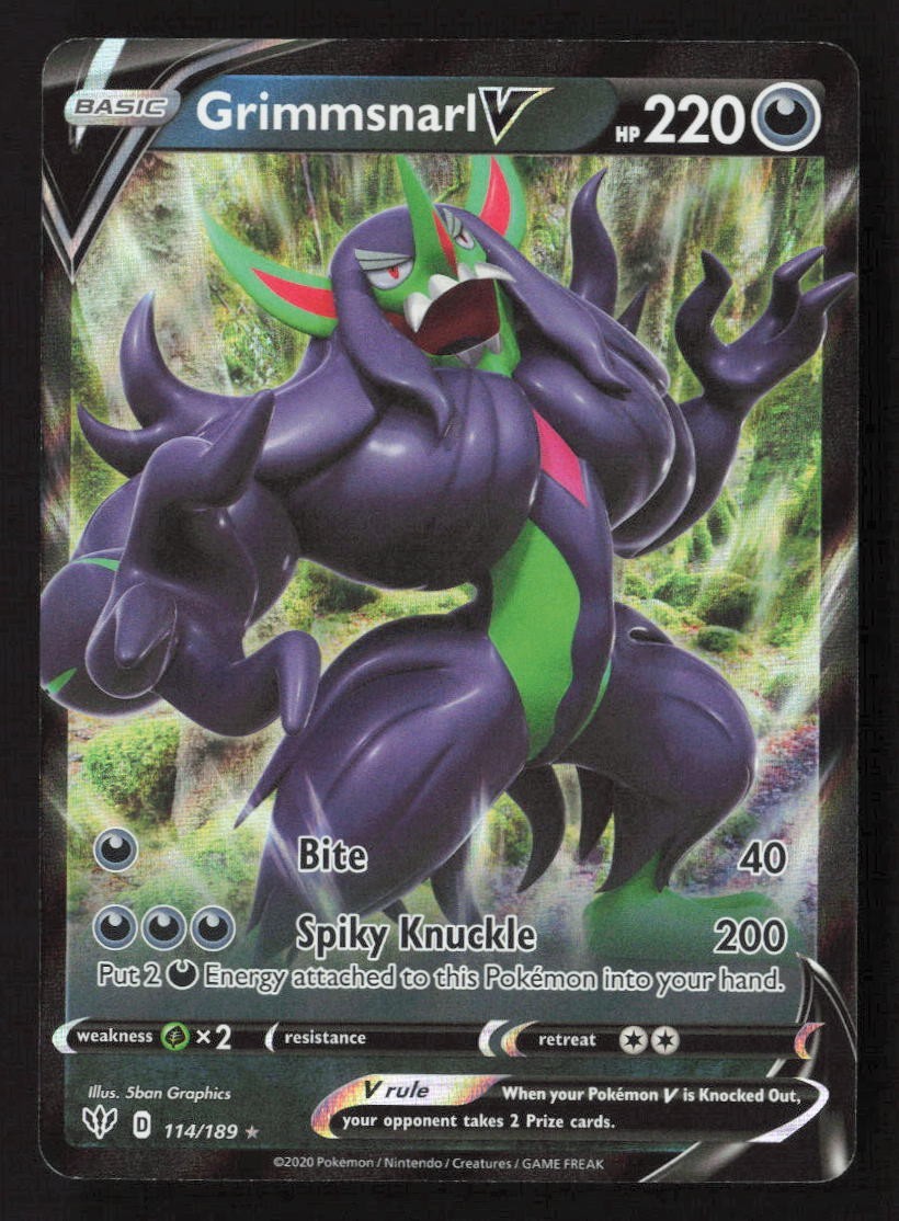 Grimmsnarl V 114/189 Rare V Darkness Ablaze Pokemon NM