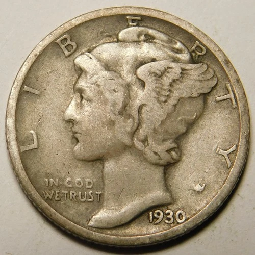 1930 S Mercury Dime F-VF "Actual Coin Pictured Not Cleaned, Polished or Dipped"