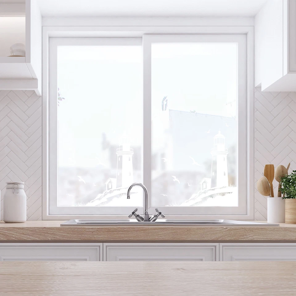 Sichtschutzfolie Milchglasfolie Motiv Duschfolie Duschkabine YX001-08 Leuchtturm - Bild 4 von 4